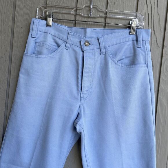 70's Levi's High Waisted Lt Blue Flared Black Tab Trouser Pants UNISEX - 32" wai - Picture 2 of 14